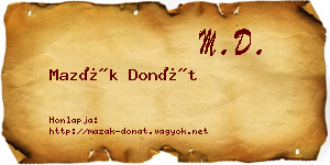Mazák Donát névjegykártya